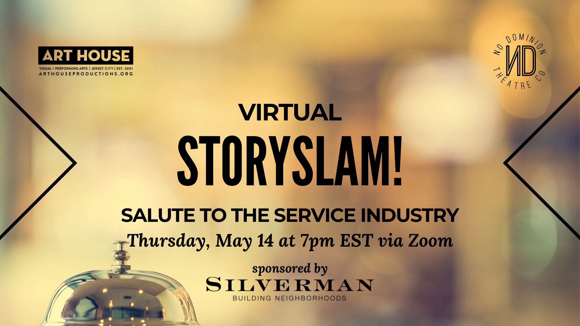 Virtual Storyslam! Salute to the service industry, thursday, may 14 at 7pm est vi zoom