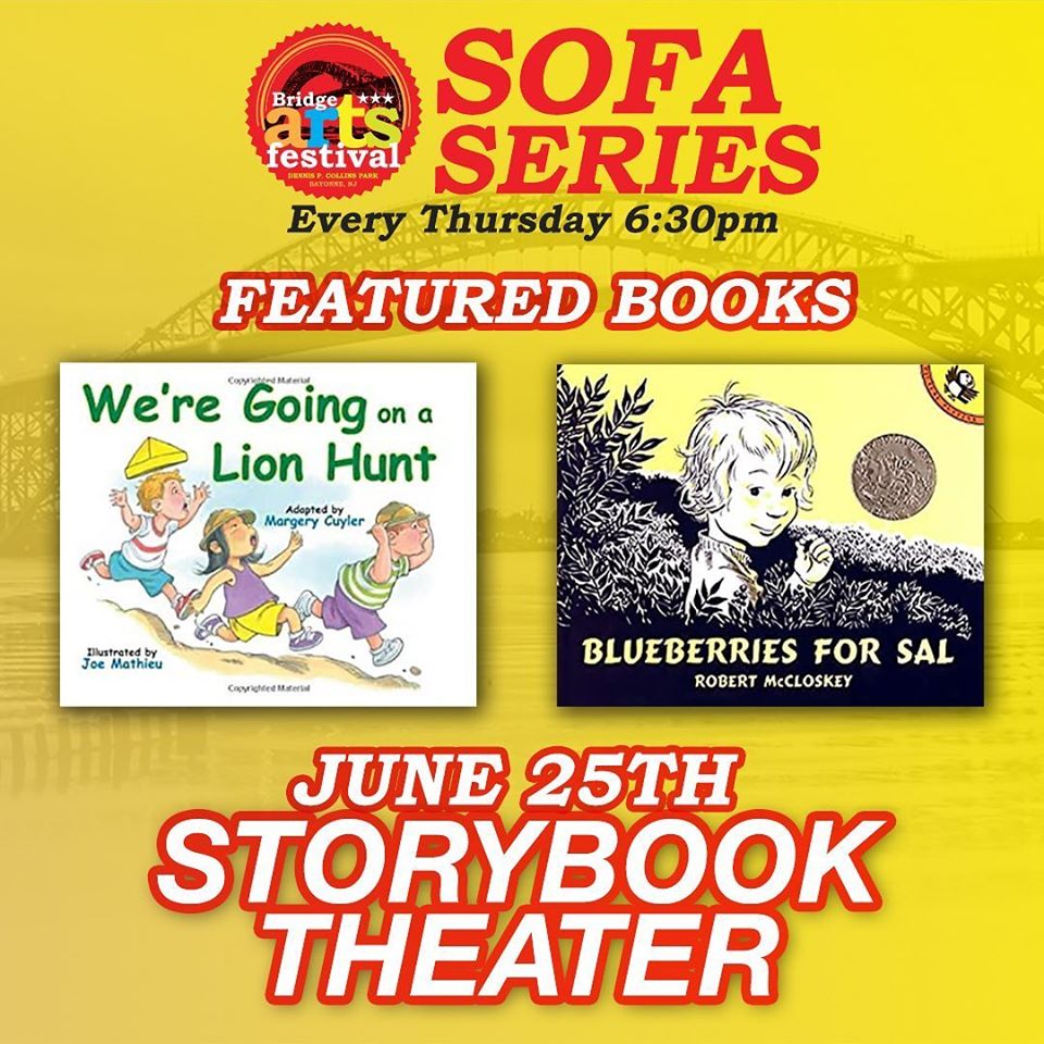 social square for Bridge Arts Festival Sofa Series, Every Thursday 6:30pm, Featured Books June 25th Storybook Theater