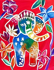 painting of a colorful elephant