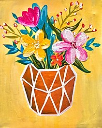 painting of flower bouquet in vase
