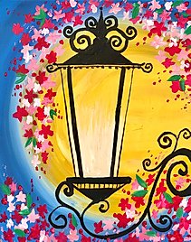 painting of an old fashioned street lamp