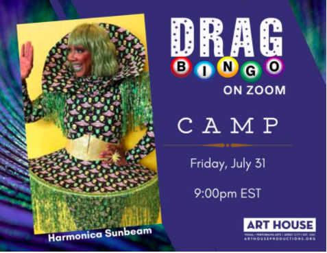 Drag Bingo on Zoom; Camp; Friday July 31 9PM EST