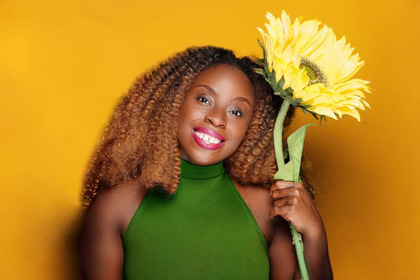 woman with sunflower