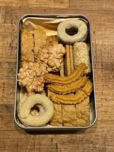 Tray of assorted breads and pastries