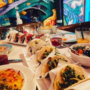 Restaurant table full of Mexican cuisine