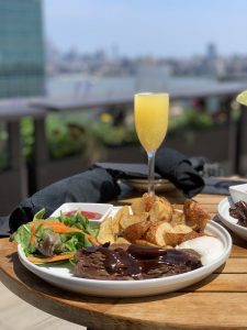 Plate of of steak and salad 