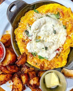 omelette and home fries  