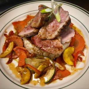 steak with vegetables