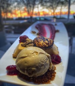 Ice Cream dessert on a long plate