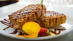 French Toast drizzled with berry puree