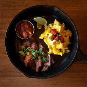 plate of steak and eggs at The Vanguard