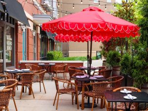 patio seating at the Vanguard