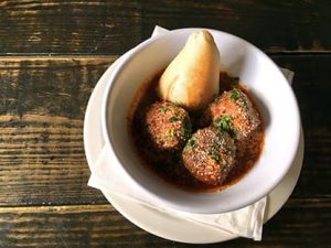 Plate of meatballs and a side of bread