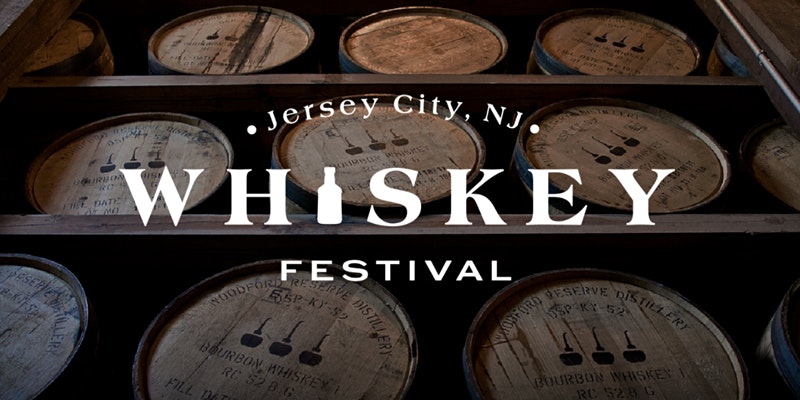 Jersey City Whisky festival logo over graphic of whisky barrels