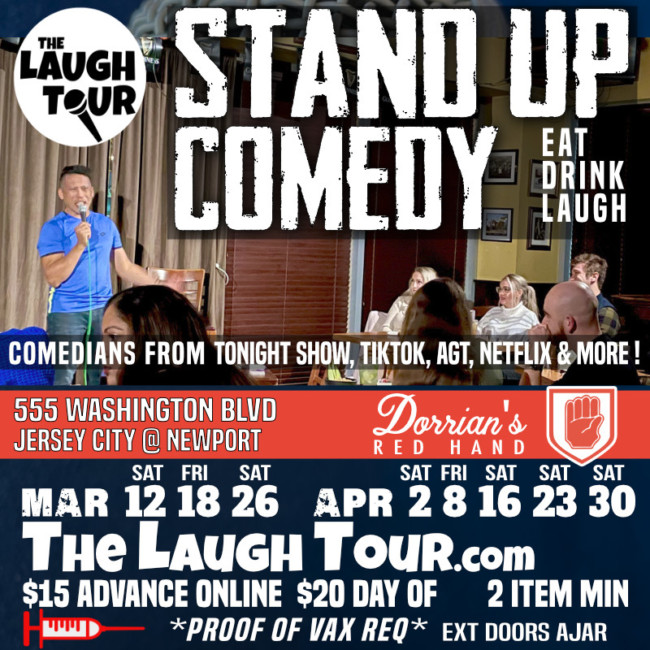 Flyer for the The Laugh Tour at Dorrian's Red Hand