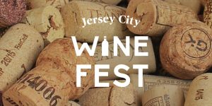 Jersey City Wine Fest logo over image of pile of wine corks
