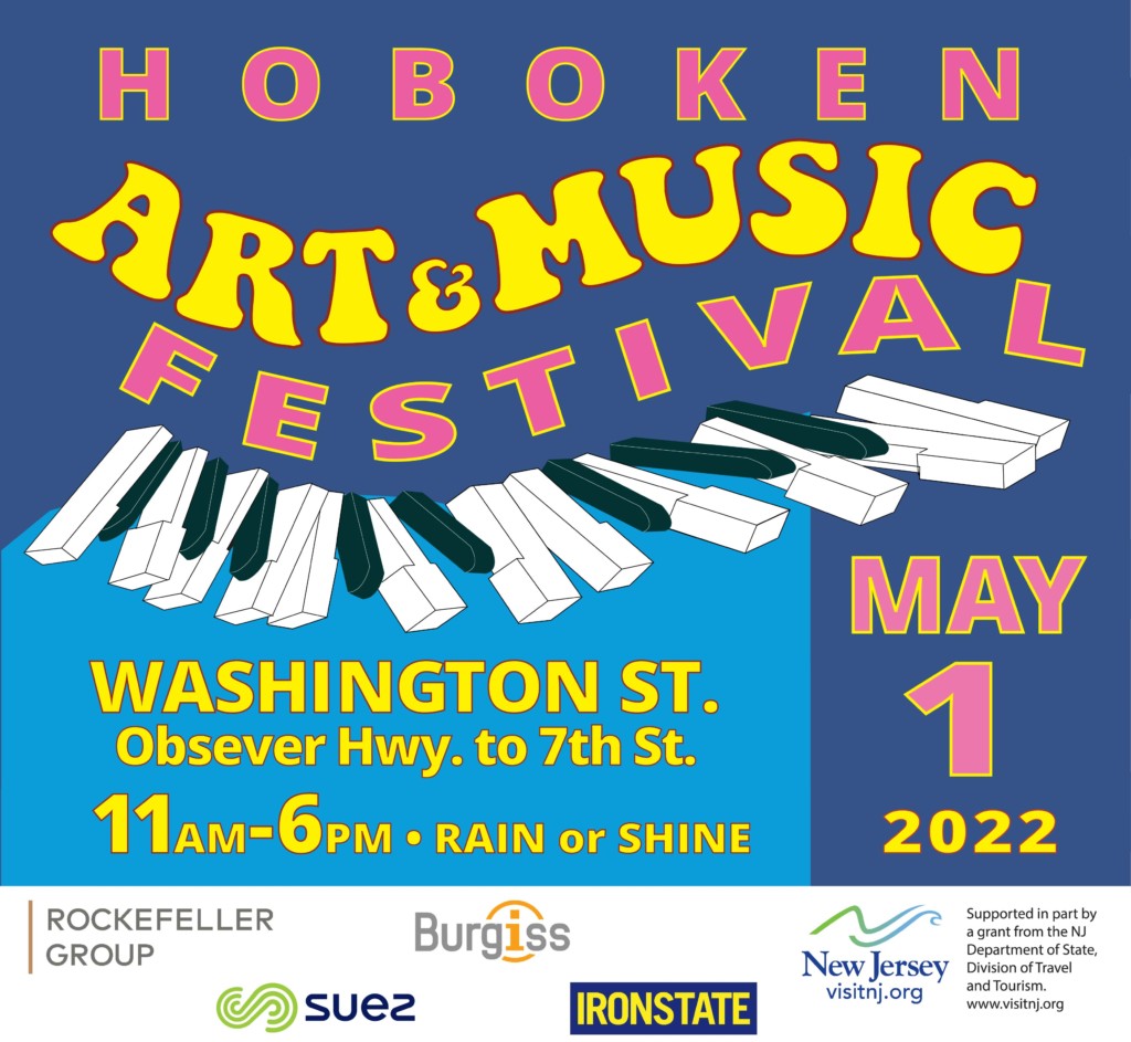 Flyer for Hoboken Art & Music Festival on May 1st 2022