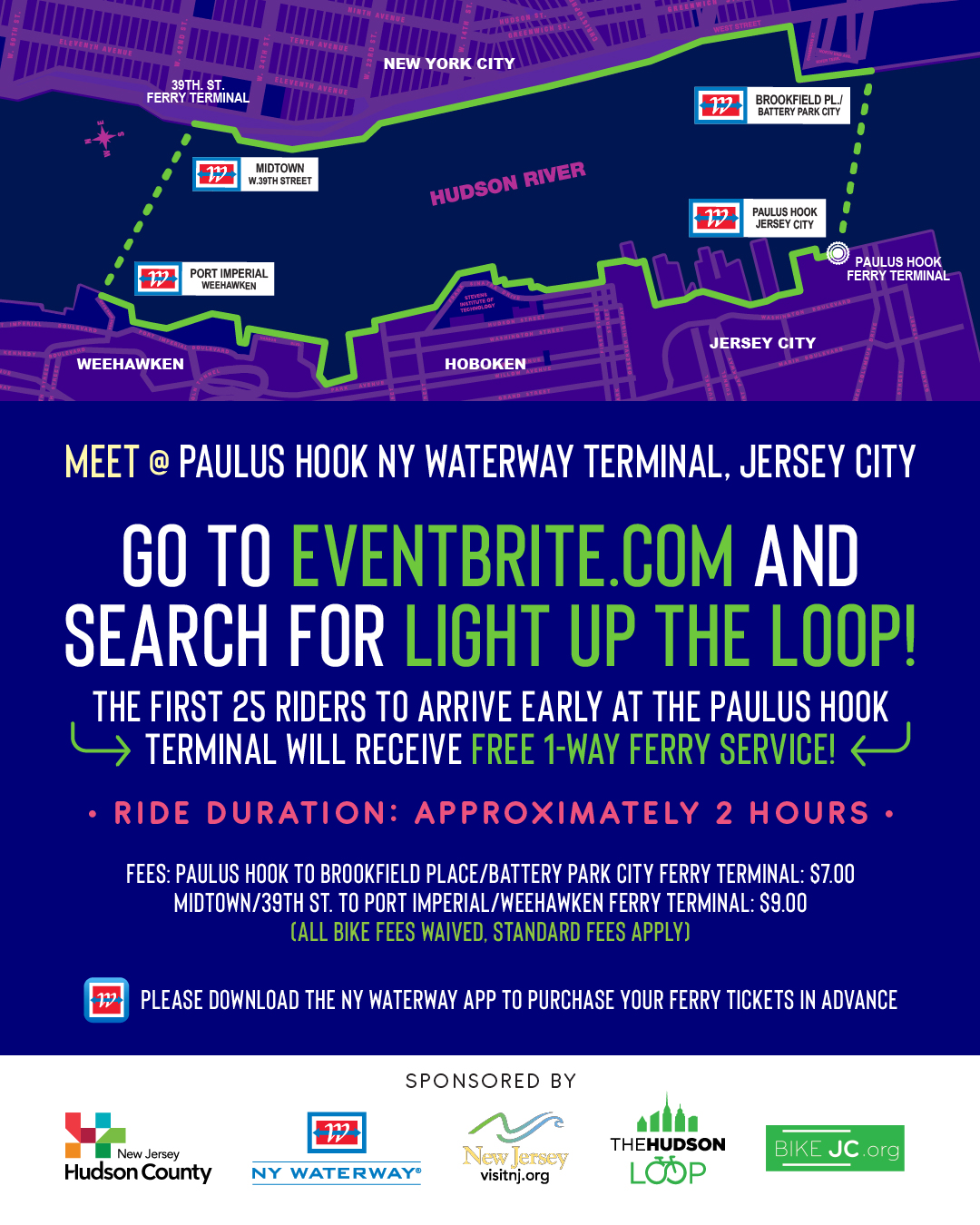 Flyer with text and map of Light Up the Loop event and location