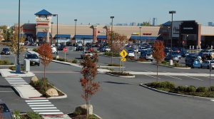 strip mall and parking lot