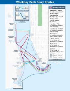 New York Waterway Weekday Peak Ferry Routes Map