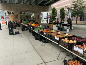 Hoboken Uptown farmer's market tables of fruits and vegeatbles