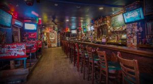 inside Lucky 7 tavern, typical dive bar decor and ambiance