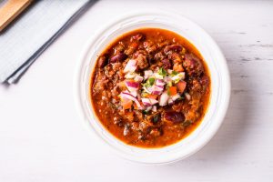 white bowl of chili