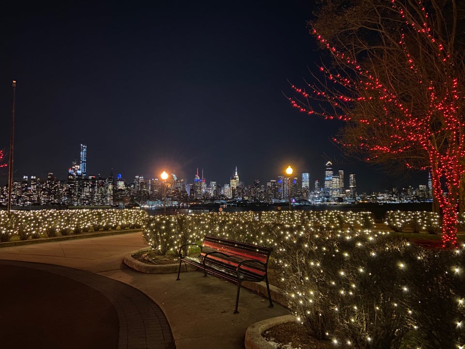 Donnelly Memorial Park decorated with Christmas lights