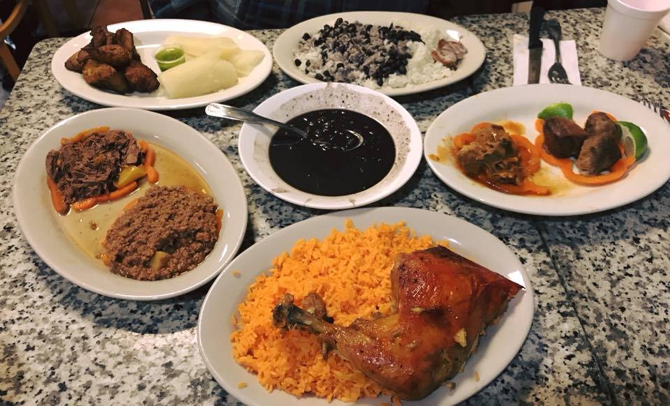 6 plates of spanish food entrees at El Unico de Elena 