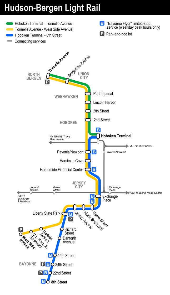 Hudson Bergen Light Rail map