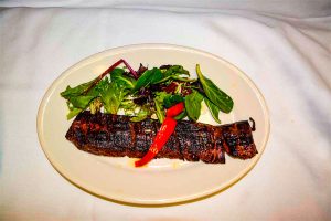 steak and salad