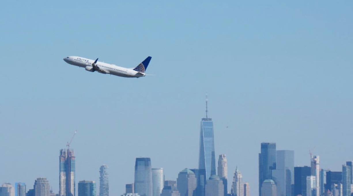 Airplane taking off from Newark airport