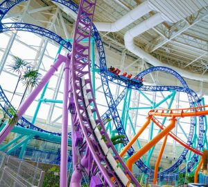 Roller coaster in Nickelodeon Universe in American Dream