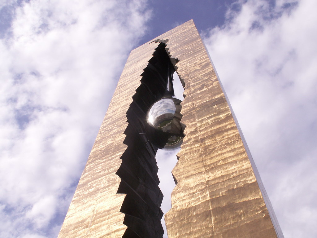 Close up of tear drop memorial