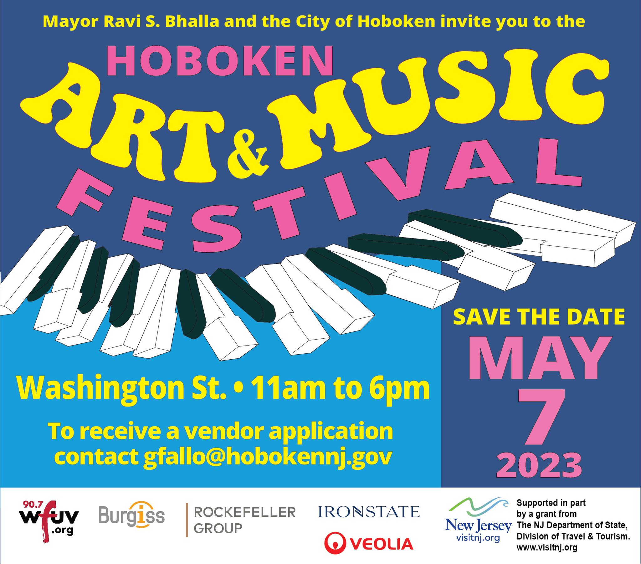 Hoboken Arts & Music Festival Save the Date May 7th 2023 11AM to 6PM