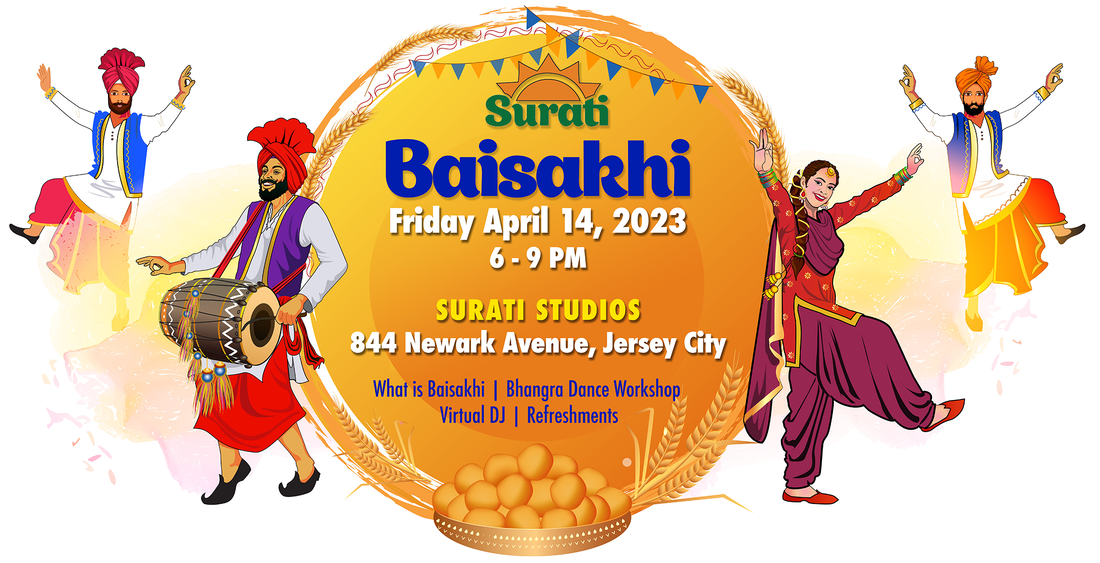 Surati Baisakhi celebration flyer; April 14th , 2023 6-9PM