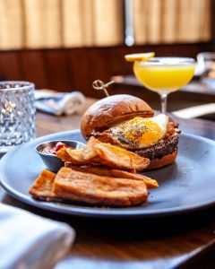 plate of burger and fries